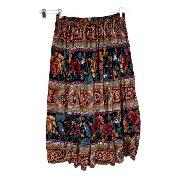 Vtg Atlast Studio Boho Floral Button Up Top Flare Skirt Set Women Medium - Picture 6 of 14